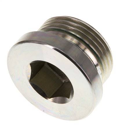 G 1'' Male Zinc plated Steel Closing plug with Inner Hex and FKM Seal 400 Bar