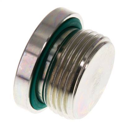 G 1'' Male Zinc plated Steel Closing plug with Inner Hex and FKM Seal 400 Bar