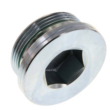 G 1 1/2'' Male Zinc plated Steel Closing plug with Inner Hex and FKM Seal 250 Bar
