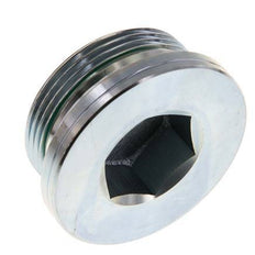 G 1 1/2'' Male Zinc plated Steel Closing plug with Inner Hex and FKM Seal 250 Bar