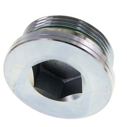 G 1 1/2'' Male Zinc plated Steel Closing plug with Inner Hex and FKM Seal 250 Bar