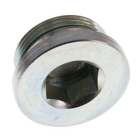 G 1 1/4'' Male Zinc plated Steel Closing plug with Inner Hex and FKM Seal 250 Bar