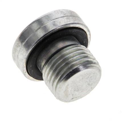 G 1/8'' Male Zinc plated Steel Closing plug with Inner Hex and NBR seal 400 Bar [5 Pieces]