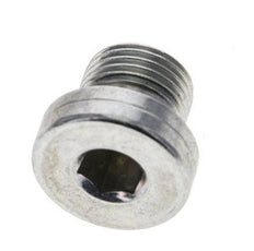G 1/8'' Male Zinc plated Steel Closing plug with Inner Hex and NBR seal 400 Bar [5 Pieces]