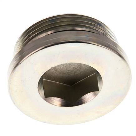 G 1 1/2'' Male Zinc plated Steel Closing plug with Inner Hex and NBR seal 250 Bar