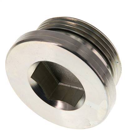 G 1 1/4'' Male Zinc plated Steel Closing plug with Inner Hex and NBR seal 250 Bar