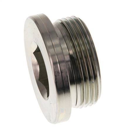 G 1 1/4'' Male Zinc plated Steel Closing plug with Inner Hex and NBR seal 250 Bar