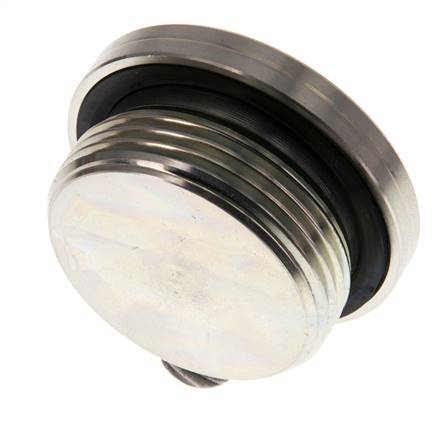 G 1 1/4'' Male Zinc plated Steel Closing plug with Inner Hex and NBR seal 250 Bar