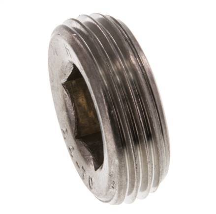 1'' Stainless steel Closing plug with Inner Hex without collar 40 Bar