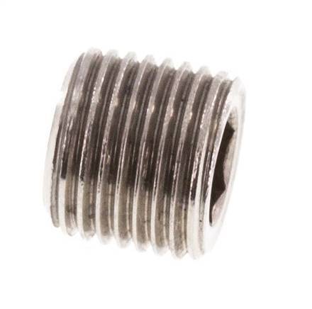 G 1/8'' Stainless steel Closing plug with Inner Hex without collar 40 Bar