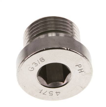 G 3/8'' Male Stainless steel Closing plug with Inner Hex and FKM Seal 400 Bar