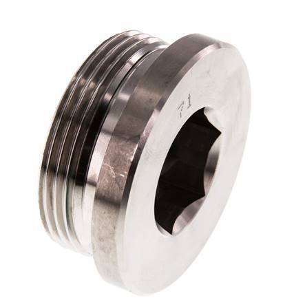 G 1 1/2'' Male Stainless steel Closing plug with Inner Hex and FKM Seal 250 Bar