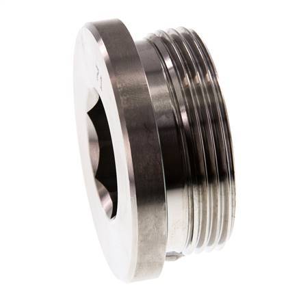 G 1 1/2'' Male Stainless steel Closing plug with Inner Hex and FKM Seal 250 Bar