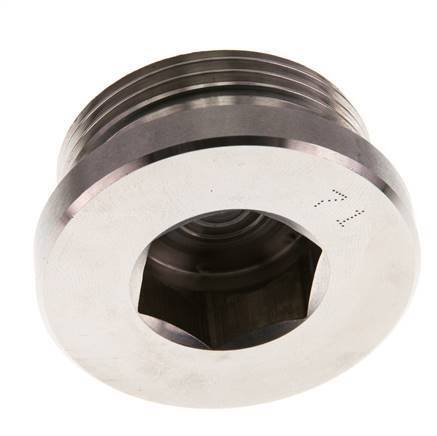 G 1 1/4'' Male Stainless steel Closing plug with Inner Hex and FKM Seal 250 Bar