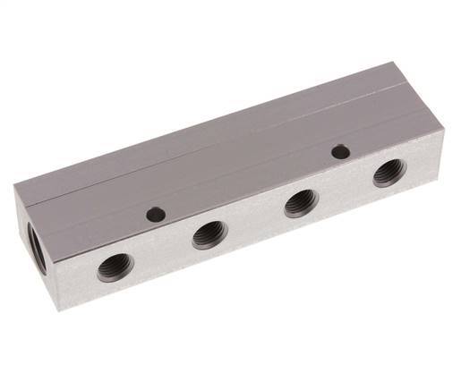 2xG 1/2'' x 8xG 1/4'' Aluminium Distributor Block Double-sided 16 Bar