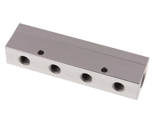 2xG 1/2'' x 8xG 1/4'' Aluminium Distributor Block Double-sided 16 Bar