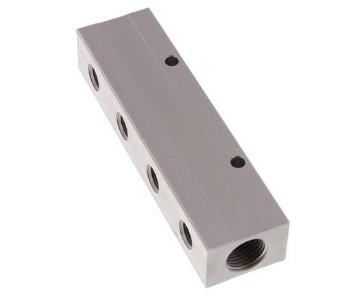 2xG 1/2'' x 8xG 1/4'' Aluminium Distributor Block Double-sided 16 Bar