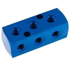 1xG 1/2'' x 9xG 1/4'' Aluminium Distributor Block One-sided 16 Bar