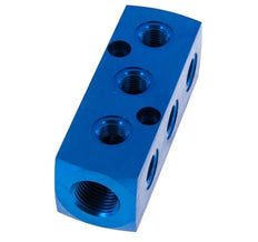 1xG 1/2'' x 9xG 1/4'' Aluminium Distributor Block One-sided 16 Bar