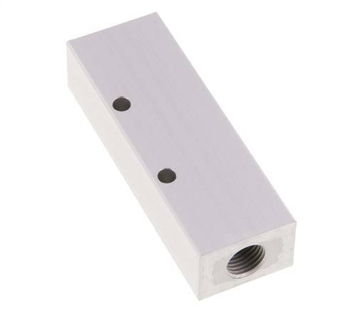 2xG 1/4'' x 3xG 1/8'' Aluminium Distributor Block One-sided 16 Bar