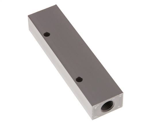 2xG 1/4'' x 4xG 1/8'' Aluminium Distributor Block One-sided 16 Bar