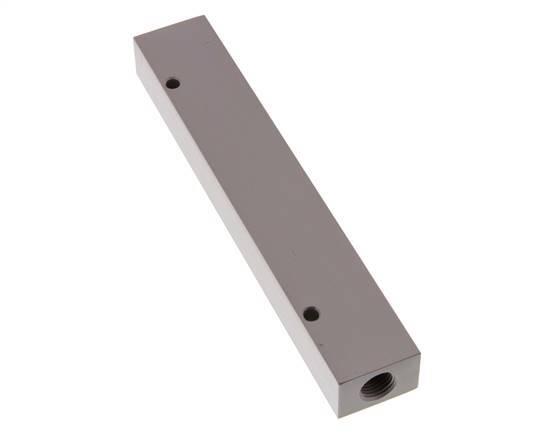 2xG 1/4'' x 6xG 1/8'' Aluminium Distributor Block One-sided 16 Bar