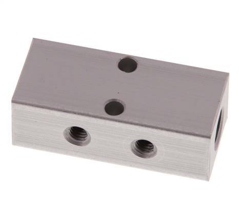 2xG 1/8'' x 4xM5 Aluminium Distributor Block Double-sided 16 Bar