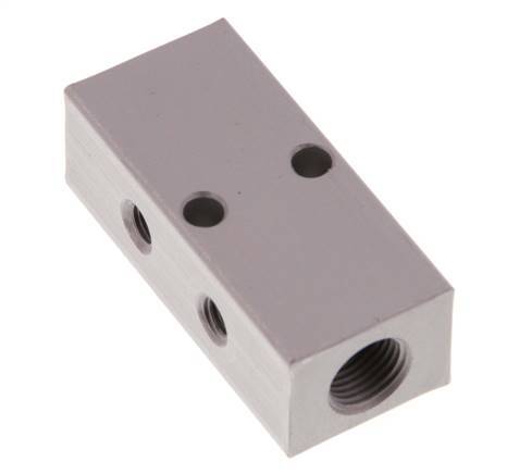 2xG 1/8'' x 4xM5 Aluminium Distributor Block Double-sided 16 Bar