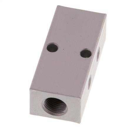 2xG 1/8'' x 4xM5 Aluminium Distributor Block Double-sided 16 Bar