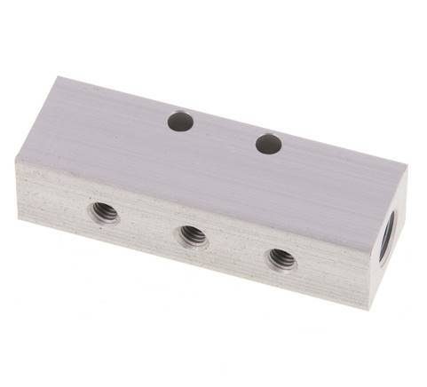 2xG 1/8'' x 6xM5 Aluminium Distributor Block Double-sided 16 Bar