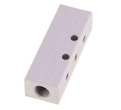 2xG 1/8'' x 6xM5 Aluminium Distributor Block Double-sided 16 Bar
