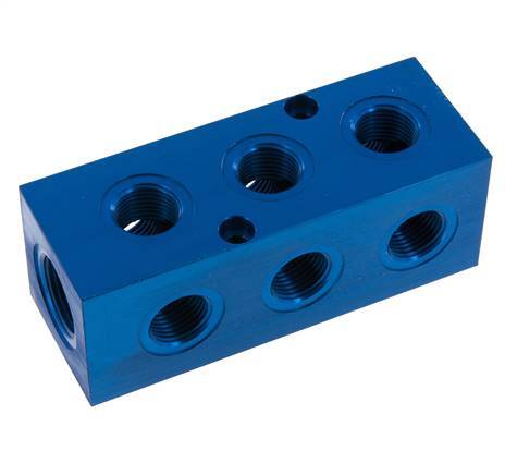 1xG 3/4'' x 9xG 1/2'' Aluminium Distributor Block One-sided 16 Bar