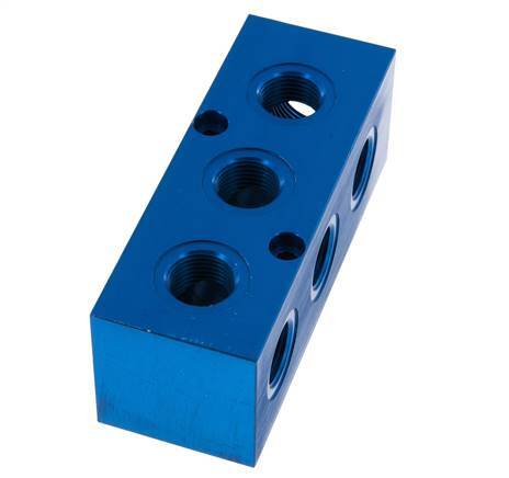 1xG 3/4'' x 9xG 1/2'' Aluminium Distributor Block One-sided 16 Bar