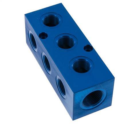 1xG 3/4'' x 9xG 1/2'' Aluminium Distributor Block One-sided 16 Bar