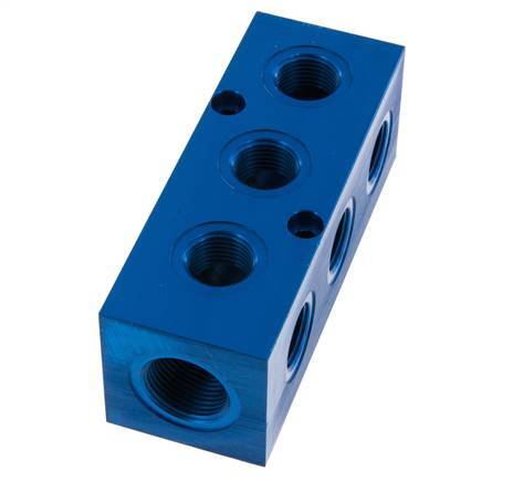 1xG 3/4'' x 9xG 1/2'' Aluminium Distributor Block One-sided 16 Bar