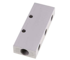 2xG 3/8'' x 6xG 1/4'' Aluminium Distributor Block Double-sided 16 Bar