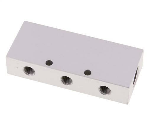 2xG 3/8'' x 6xG 1/8'' Aluminium Distributor Block Double-sided 16 Bar