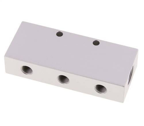 2xG 3/8'' x 6xG 1/8'' Aluminium Distributor Block Double-sided 16 Bar