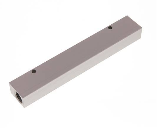 2xG 3/8'' x 6xG 1/8'' Aluminium Distributor Block One-sided 16 Bar