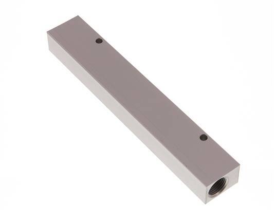 2xG 3/8'' x 6xG 1/8'' Aluminium Distributor Block One-sided 16 Bar