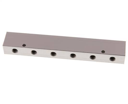 2xG 3/8'' x 6xG 1/8'' Aluminium Distributor Block One-sided 16 Bar