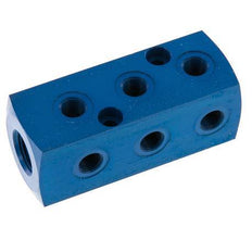 1xG 3/8'' x 9xG 1/8'' Aluminium Distributor Block One-sided 16 Bar
