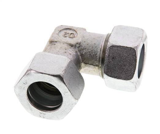 22L Zinc plated Steel 90 deg Elbow Cutting ring 160 Bar DIN 2353