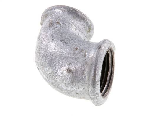 Rp 1/2'' x Rp 3/8'' Zinc plated Cast iron 90 deg Elbow Fitting 25 Bar [5 Pieces]