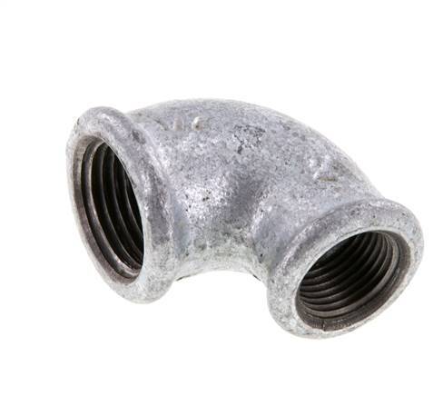 Rp 1/2'' x Rp 3/8'' Zinc plated Cast iron 90 deg Elbow Fitting 25 Bar [5 Pieces]