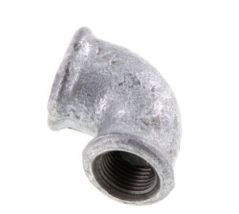 Rp 1/2'' x Rp 3/8'' Zinc plated Cast iron 90 deg Elbow Fitting 25 Bar [5 Pieces]
