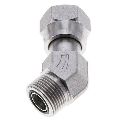 UNS 1''-14 x UNS 1''-14 F/M Zinc plated Steel 45 deg Elbow Fitting ORFS 400 Bar - Hydraulic