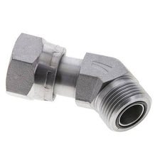 UN 1-3/16''-12 x UN 1-3/16''-12 F/M Zinc plated Steel 45 deg Elbow Fitting ORFS 400 Bar - Hydraulic