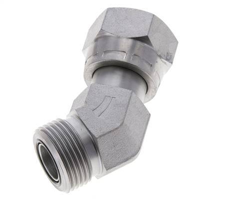 UN 1-3/16''-12 x UN 1-3/16''-12 F/M Zinc plated Steel 45 deg Elbow Fitting ORFS 400 Bar - Hydraulic