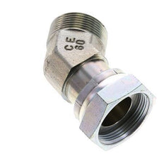 UN 1-11/16''-12 x UN 1-11/16''-12 F/M Zinc plated Steel 45 deg Elbow Fitting ORFS 250 Bar - Hydraulic